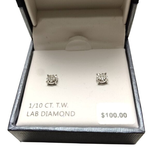 Diamond Brilliance 1/10 CT. T.W. Lab Diamond .25 inch Stud Earrings In Gift Box - Picture 2 of 3